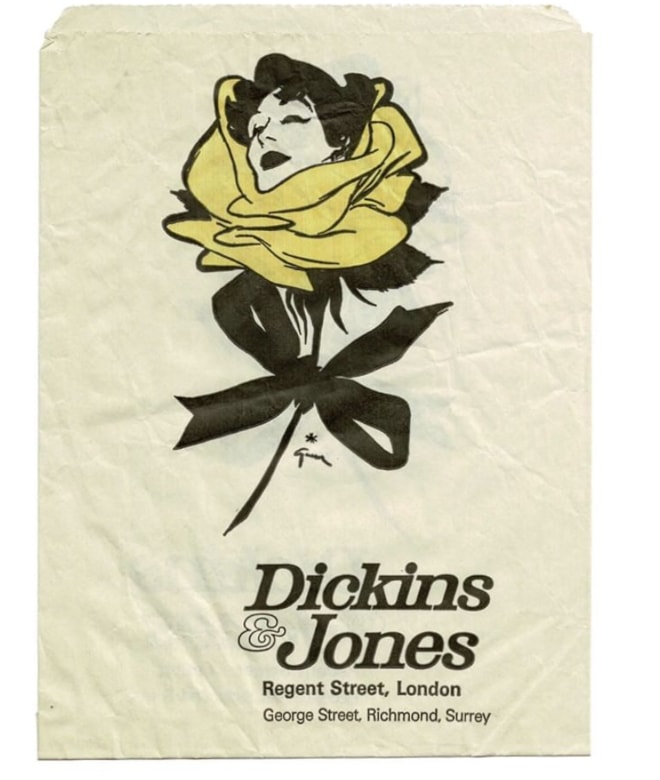 A Dickins & Jones paper bag from the Paper Bag Archive on Instagram