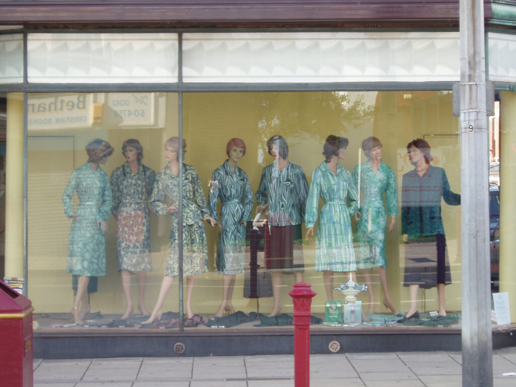 Mannequins in Ernest Whiteley's shop window, Bridlington