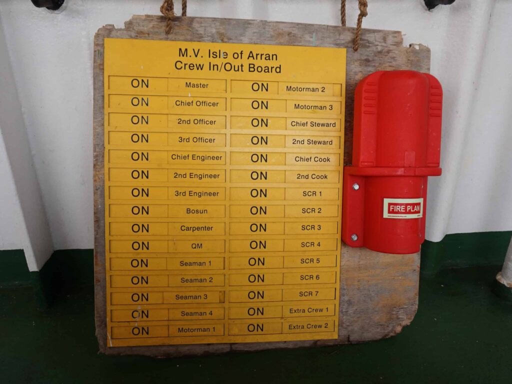 Crew In/Out Board on the M.V. Isle of Arran